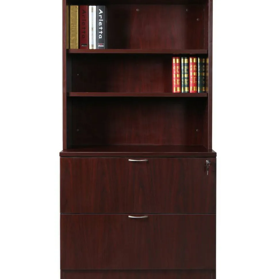 Lorell Essentials Series Stack-On Modular Shelving Bookcase, 36"H x 36"W x 15"D, Mahogany