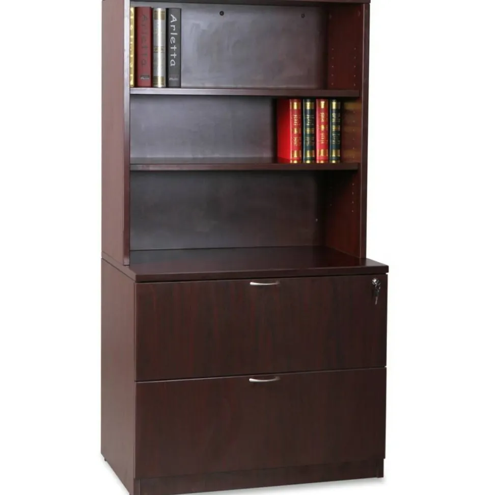 Lorell Essentials Series Stack-On Modular Shelving Bookcase, 36"H x 36"W x 15"D, Mahogany