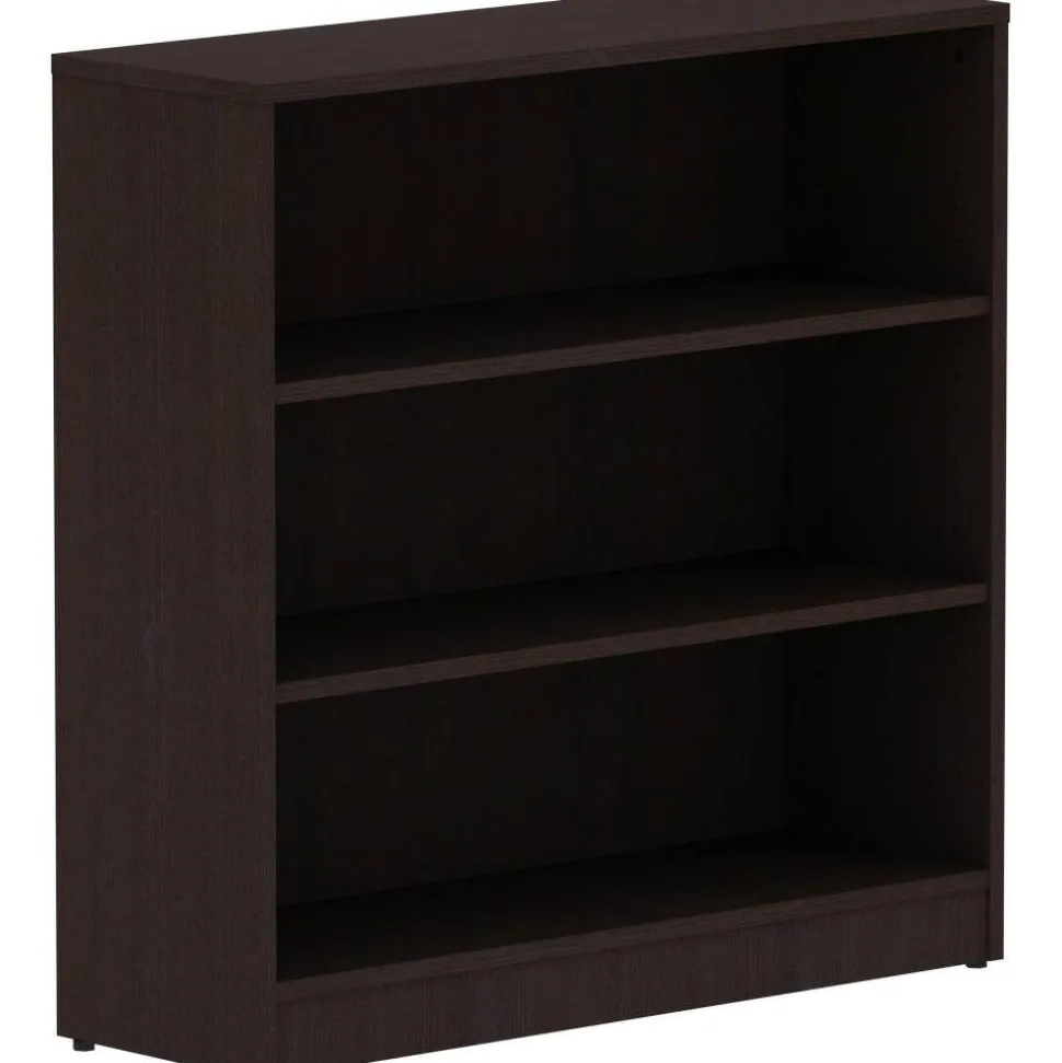 Lorell Essentials 3-Shelf Laminate Modular Shelving Bookcase,36"H x 36"W x 12"D, Espresso