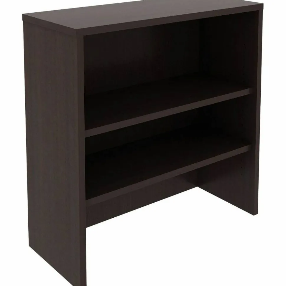 Lorell Essentials 2-shelf Stack-on Bookcase - 36"x15"x36" - 2 Shelve(s) - Material: Laminate, Metal - Finish: Espresso - Stackable, Cam Lock -
