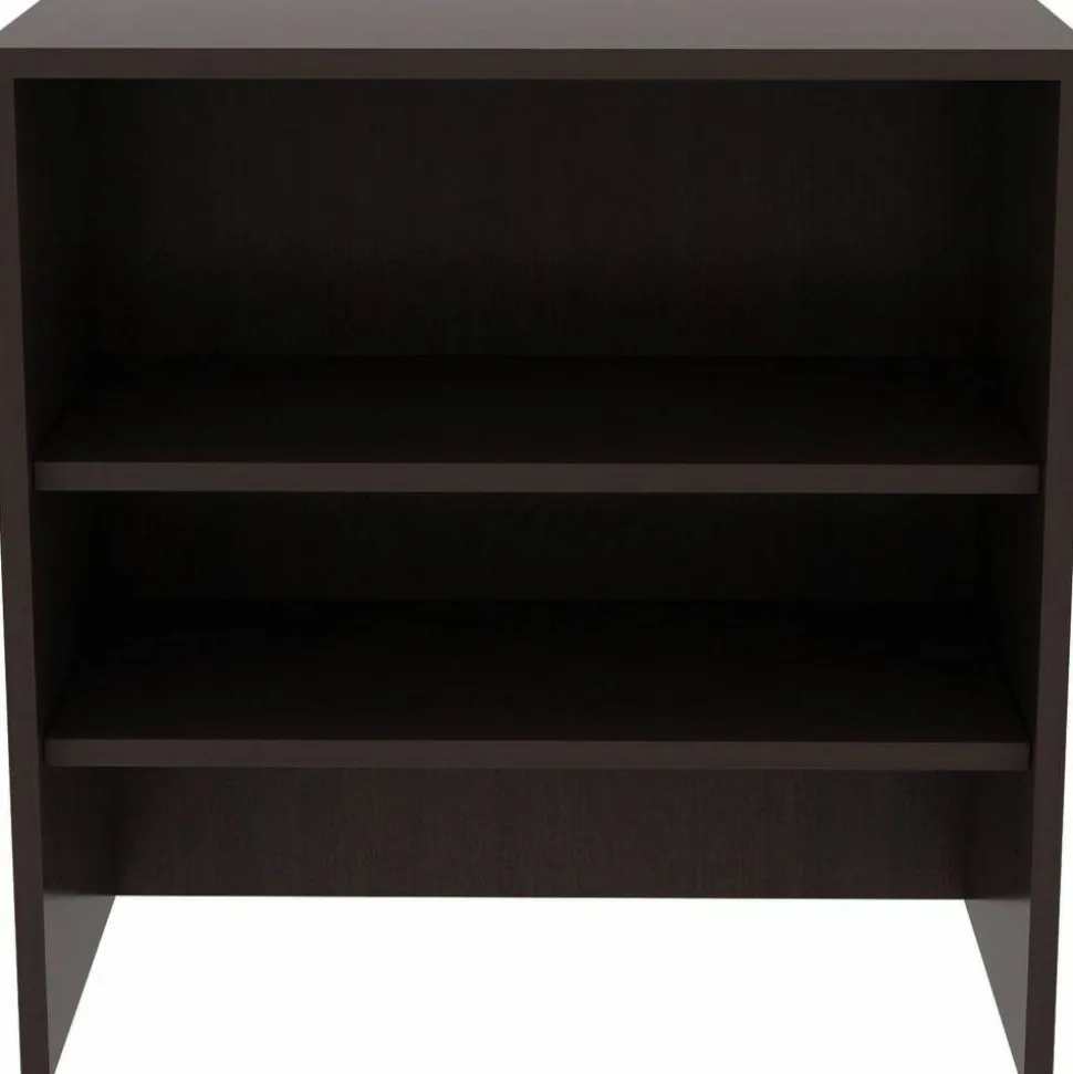 Lorell Essentials 2-shelf Stack-on Bookcase - 36"x15"x36" - 2 Shelve(s) - Material: Laminate, Metal - Finish: Espresso - Stackable, Cam Lock -