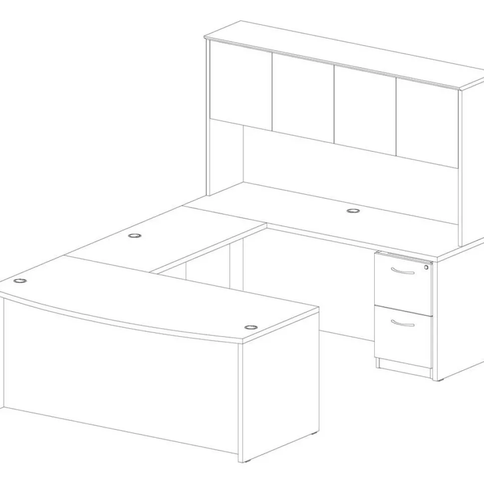 Lorell Essentials 72"W Bow-Front Shell Computer Desk, Mahogany