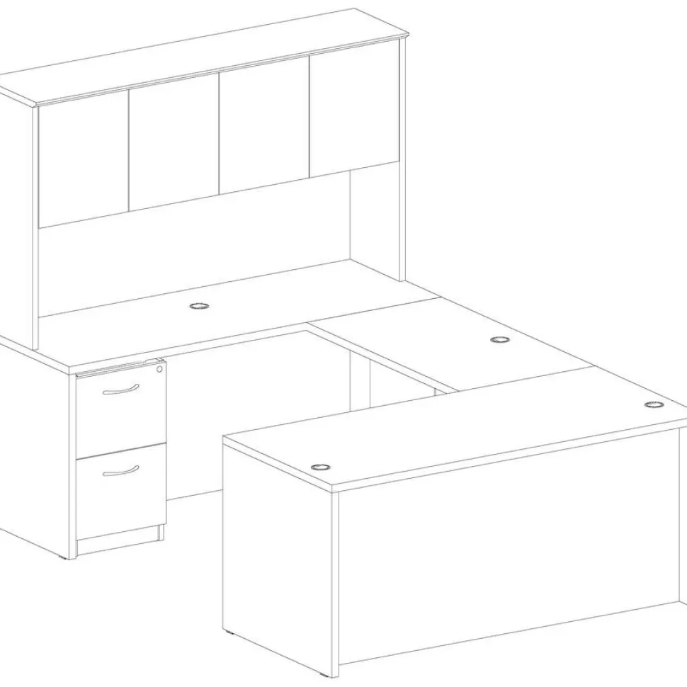 Lorell Essentials 66"W Computer Desk Credenza, Mahogany