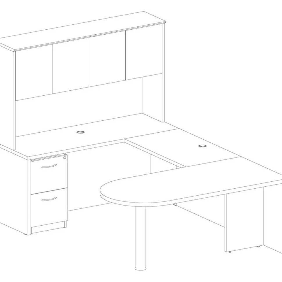 Lorell Essentials 66"W Computer Desk Credenza, Mahogany