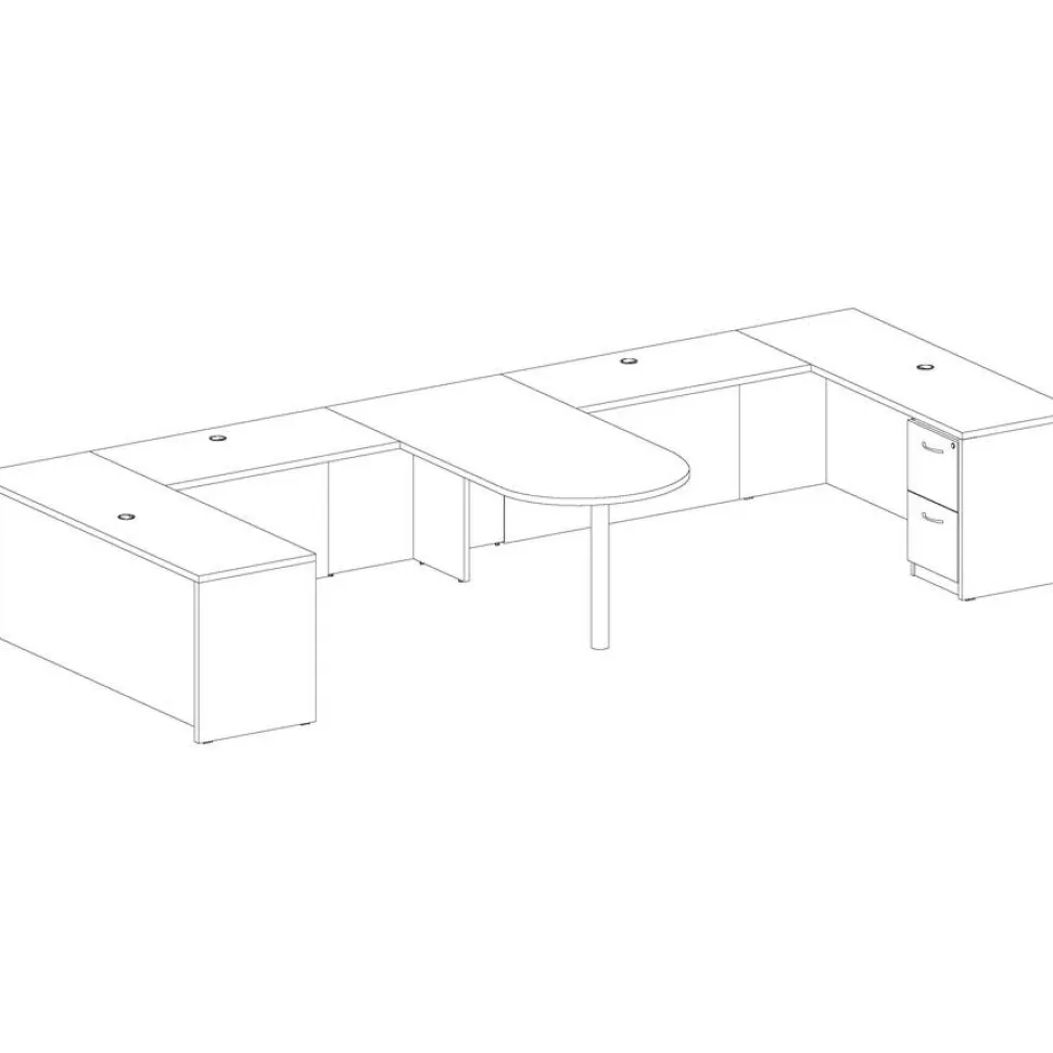 Lorell Essentials 72"W Credenza Shell Computer Desk, Mahogany