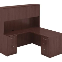 Lorell Essentials 72"W Rectangular Shell Computer Desk, Dark Mahogany