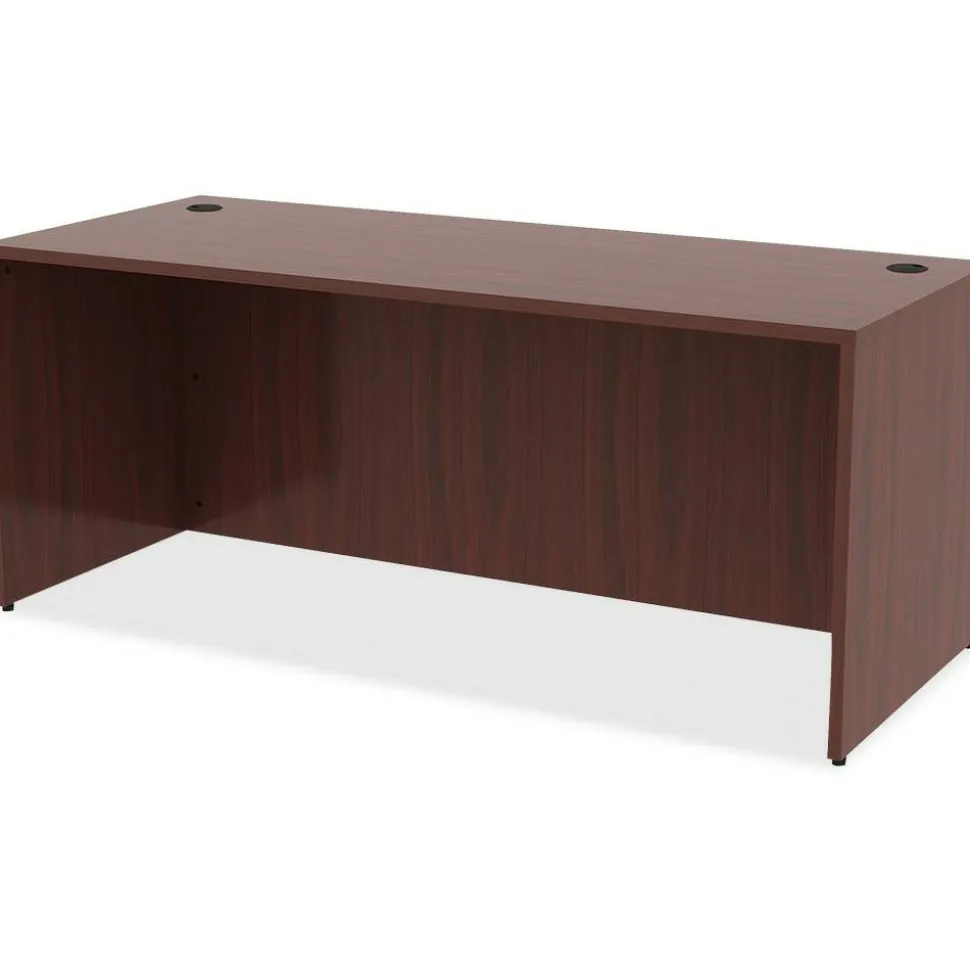Lorell Essentials 72"W Rectangular Shell Computer Desk, Dark Mahogany