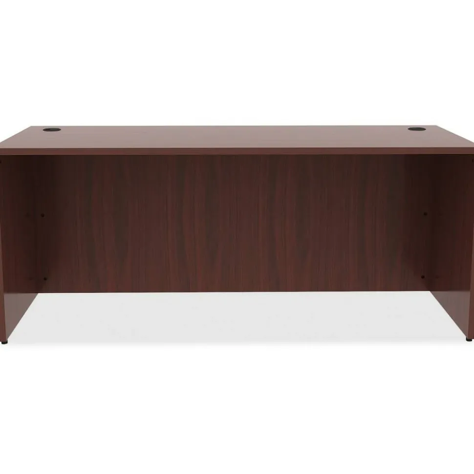 Lorell Essentials 72"W Rectangular Shell Computer Desk, Dark Mahogany