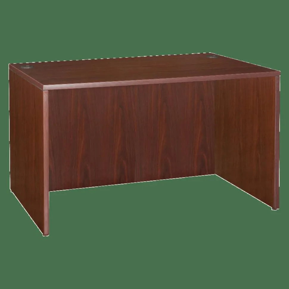 Lorell Essentials 48"W Rectangular Shell Computer Desk, Mahogany