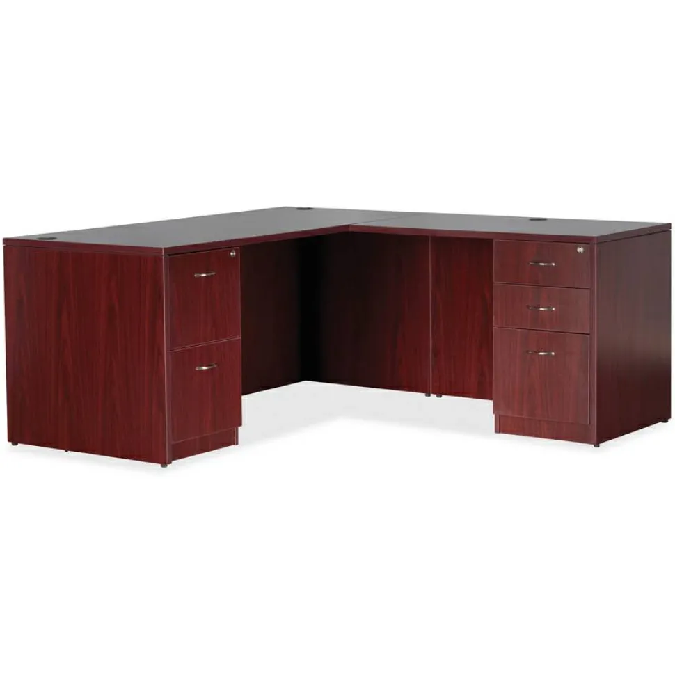 Lorell Essentials 72"W Rectangular Shell Computer Desk, Mahogany