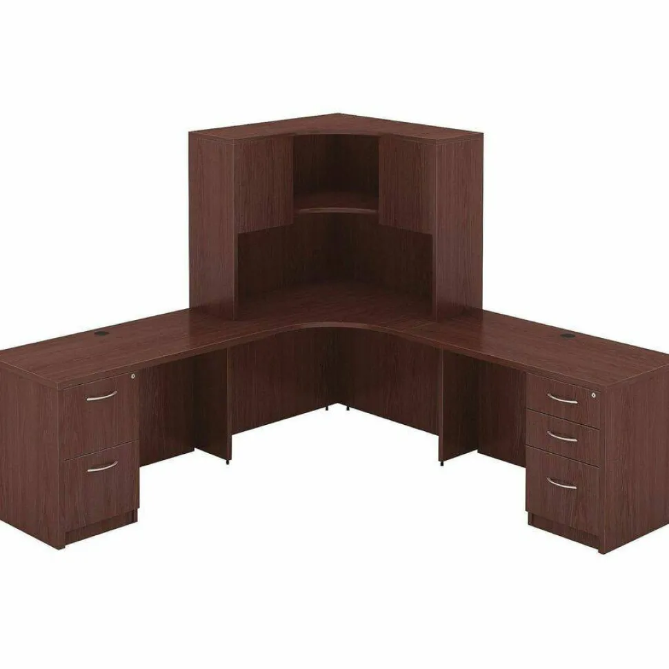 Lorell Essentials 36"W Reverse Desk Return Shell, Mahogany