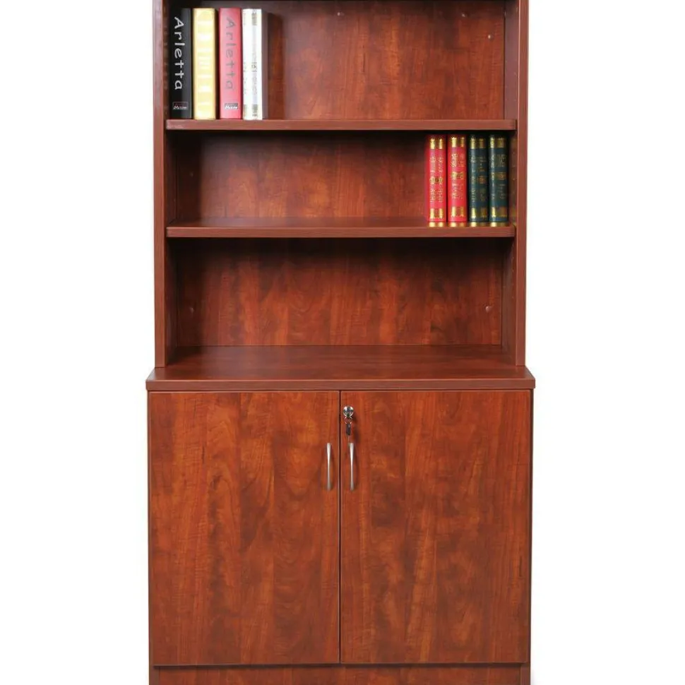 Lorell Essentials 36"W Storage Cabinet, Cherry