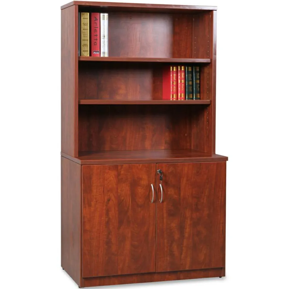 Lorell Essentials 36"W Storage Cabinet, Cherry