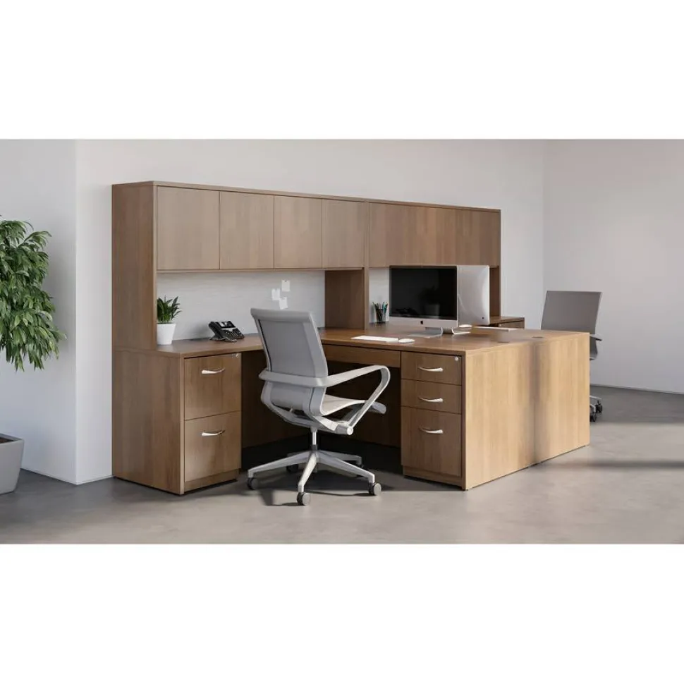 Lorell Essentials 16"W Vertical 2-Drawer Fixed Pedestal Box/File Cabinet For Computer Desk, Cherry