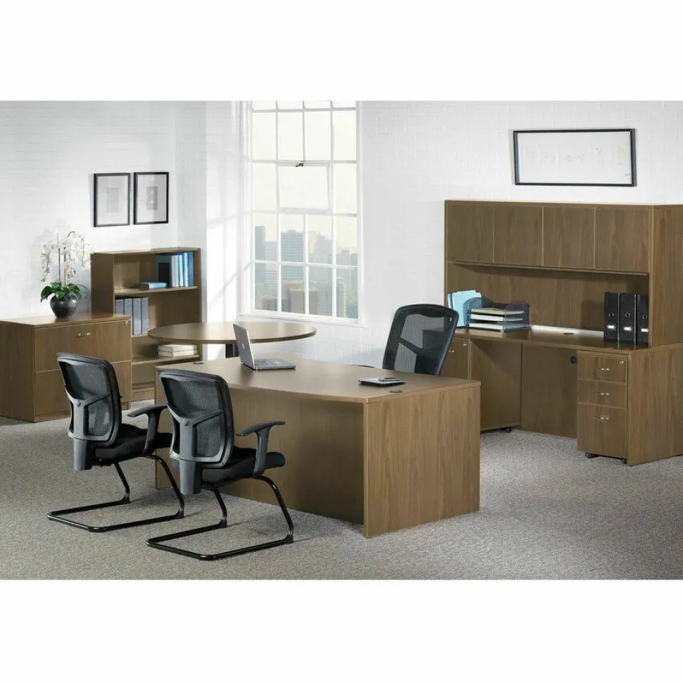 Lorell Essentials 16"W Vertical 2-Drawer Fixed Pedestal Box/File Cabinet For Computer Desk, Cherry