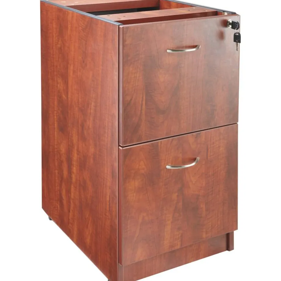 Lorell Essentials 16"W Vertical 2-Drawer Fixed Pedestal File Cabinet For Computer Desk, Cherry