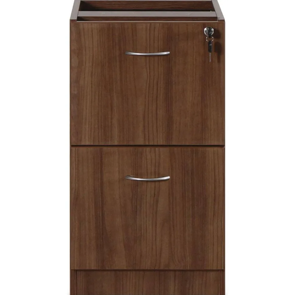 Lorell Essentials 16"W Vertical 2-Drawer Fixed Pedestal File Cabinet For Computer Desk, Walnut