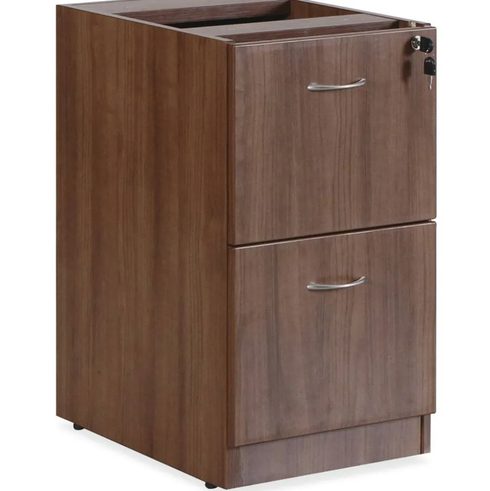 Lorell Essentials 16"W Vertical 2-Drawer Fixed Pedestal File Cabinet For Computer Desk, Walnut