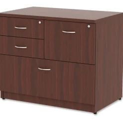 Lorell Essentials 35-1/2"W x 22"D Lateral 4-Drawer Combo File Cabinet, Mahogany