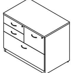 Lorell Essentials 35-1/2"W x 22"D Lateral 4-Drawer Combo File Cabinet, Walnut