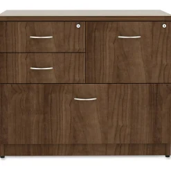 Lorell Essentials 35-1/2"W x 22"D Lateral 4-Drawer Combo File Cabinet, Walnut