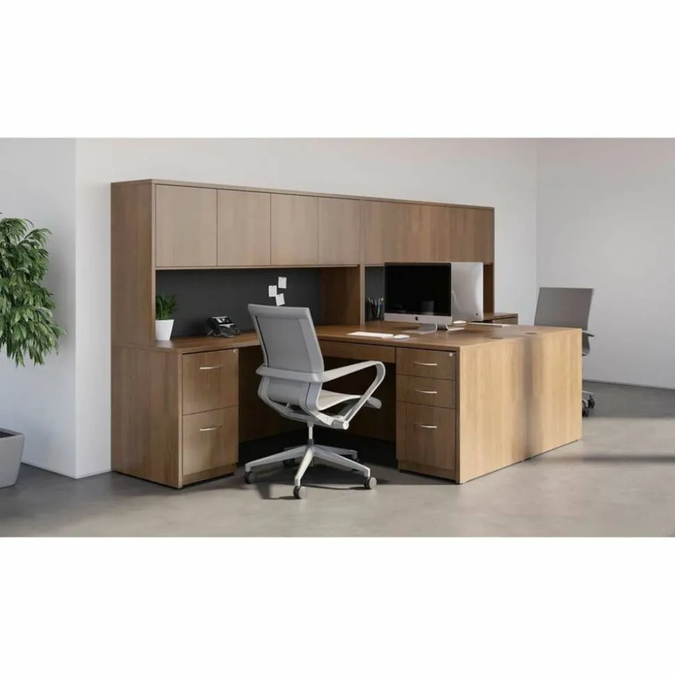 Lorell Essentials 35-1/2"W x 22"D Lateral 4-Drawer Combo File Cabinet, Walnut