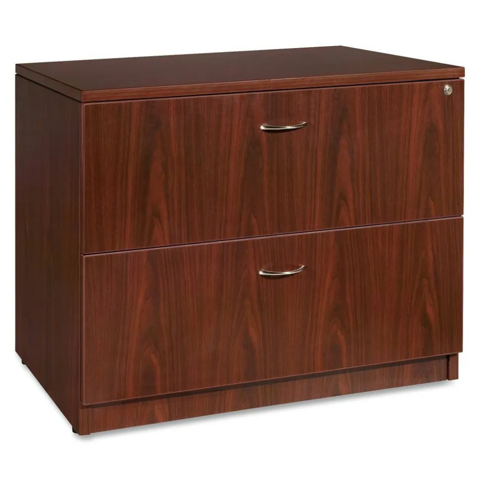 Lorell Essentials 36"W x 22"D Lateral 2-Drawer File Cabinet, Mahogany