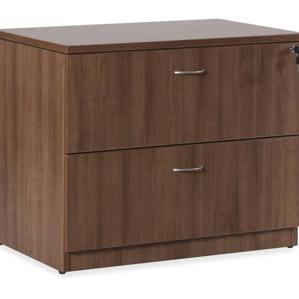 Lorell Essentials 36"W x 22"D Lateral 2-Drawer File Cabinet, Walnut