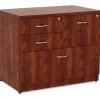Lorell Essentials 35-1/2"W x 22"D Lateral 4-Drawer Combo File Cabinet, Cherry