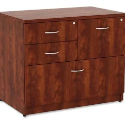 Lorell Essentials 35-1/2"W x 22"D Lateral 4-Drawer Combo File Cabinet, Cherry