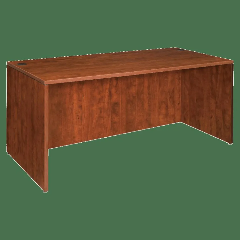 Lorell Essentials 48"W x 24"D Rectangular Shell Computer Desk, Cherry