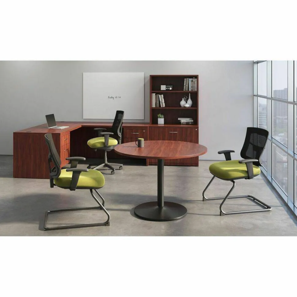 Lorell Essentials 72"W x 36"D Rectangular Shell Computer Desk, Cherry