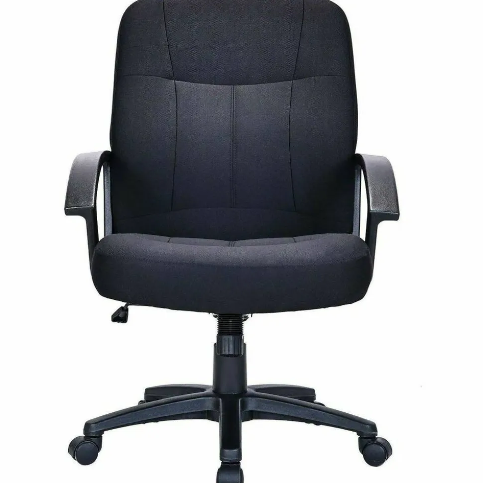 Lorell Executive Ergonomic Fabric Mid-Back Task Chair, Black