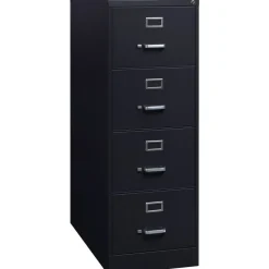 Lorell Fortress 26-1/2"D Vertical 4-Drawer Legal-Size File Cabinet, Black