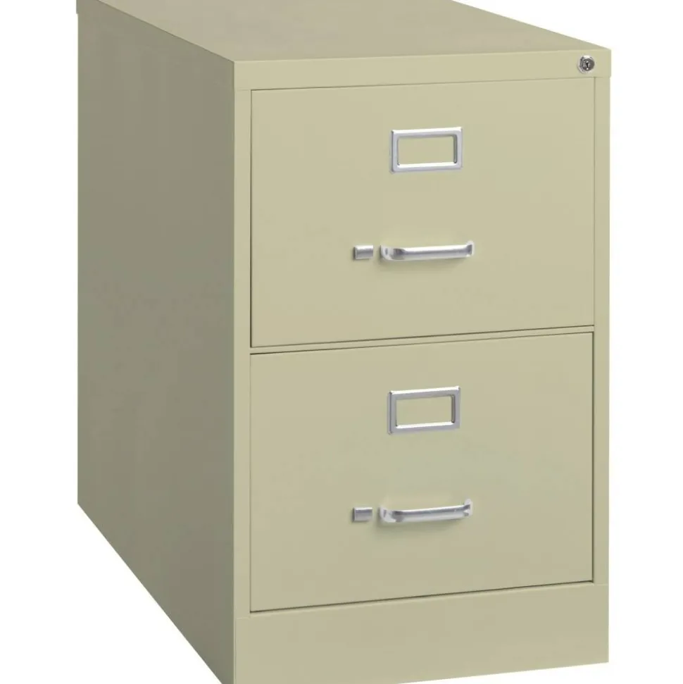 Lorell Fortress 26-1/2"D Vertical 2-Drawer Legal-Size File Cabinet, Putty