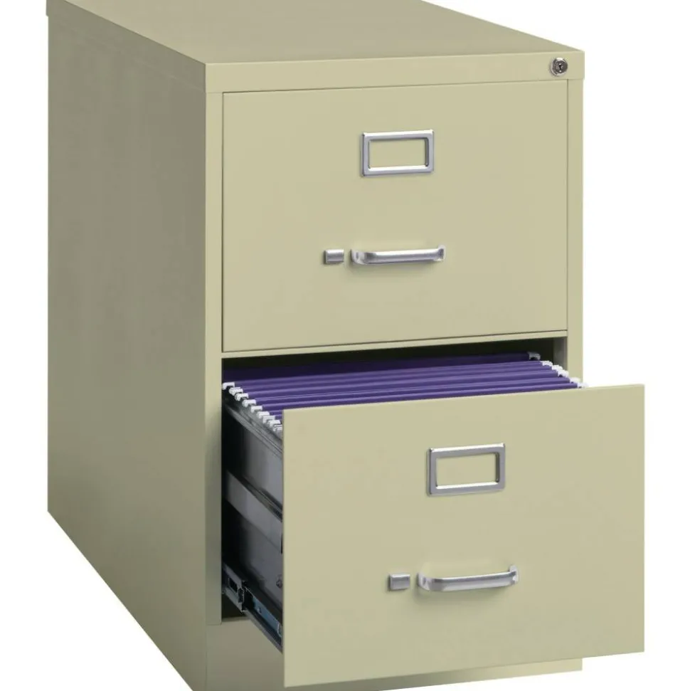 Lorell Fortress 26-1/2"D Vertical 2-Drawer Legal-Size File Cabinet, Putty