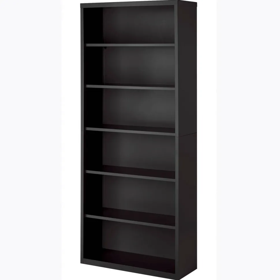 Lorell Fortress 82"H 6-Shelf Contemporary Bookcase, Gray/Dark Finish, Standard Delivery