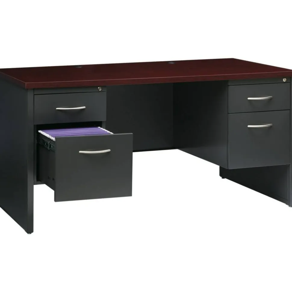 Lorell Fortress Modular Series Double-Pedestal Desk