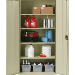 Lorell Fortress Series Steel Storage Cabinet, 5-Shelf, 18"D, Putty