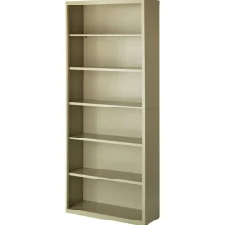 Lorell Fortress Series Steel Modular Shelving Bookcase, 6-Shelf, 82"H x 34-1/2"W x 13"D, Putty