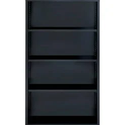 Lorell Fortress Series Steel Modular Shelving Bookcase, 4-Shelf, 60"H x 34-1/2"W x 13"D, Black
