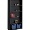 Lorell Fortress Series Steel Modular Shelving Bookcase, 5-Shelf, 72"H x 34-1/2"W x 13"D, Black