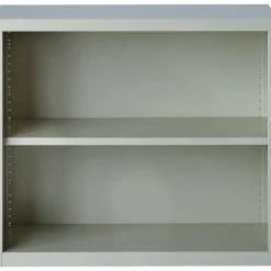 Lorell Fortress Series Steel Modular Shelving Bookcase, 2-Shelf, 30"H x 34-1/2"W x 13"D, Light Gray