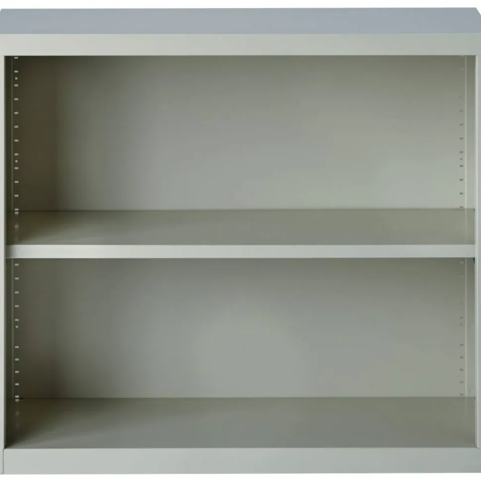 Lorell Fortress Series Steel Modular Shelving Bookcase, 2-Shelf, 30"H x 34-1/2"W x 13"D, Light Gray