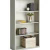 Lorell Fortress Series Steel Modular Shelving Bookcase, 4-Shelf, 60"H x 34-1/2"W x 13"D, Light Gray