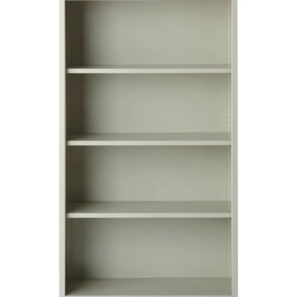 Lorell Fortress Series Steel Modular Shelving Bookcase, 4-Shelf, 60"H x 34-1/2"W x 13"D, Light Gray