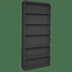 Lorell Fortress Series Steel Modular Shelving Bookcase, 6-Shelf, 82"H x 34-1/2"W x 13"D, Black