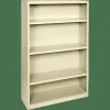 Lorell Fortress Series Steel Modular Shelving Bookcase, 4-Shelf, 60"H x 34-1/2"W x 13"D, Putty