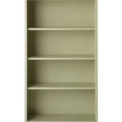 Lorell Fortress Series Steel Modular Shelving Bookcase, 4-Shelf, 60"H x 34-1/2"W x 13"D, Putty