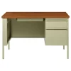 Lorell Fortress Steel 46"W Right-Pedestal Computer Desk, Oak/Putty
